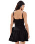 Фото #2 товара ASOS DESIGN dropped waist mini dress with square neck and oversized corsage in black