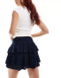 Фото #2 товара Hollister tiered femme mini skirt in navy