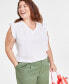 ფოტო #2 პროდუქტის Trendy Plus Size Ruffled-Trim Sleeveless Blouse, Created for Macy's
