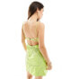 Фото #3 товара ASOS DESIGN cami strap floral embellished mini dress in lime