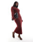 Фото #4 товара ASOS DESIGN Curve knitted midi dress with bardot wrap detail in burgundy