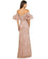 Фото #2 товара Women's Off Shoulder Mermaid Beaded Gown with Tiered Sleeves