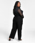 Фото #3 товара Trendy Plus Size Mesh-Top Jumpsuit