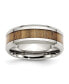 ფოტო #1 პროდუქტის Stainless Steel Polished Koa Wood Inlay Enameled 8mm Band Ring