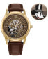 Eco-Drive Men's Mickey Mouse Fanfare Brown Leather Strap Watch 40mm Gift Set