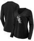 Фото #1 товара Women's Black Chicago White Sox Core Team Long Sleeve V-Neck T-shirt