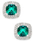 ფოტო #1 პროდუქტის Lab-Grown Emerald (1-1/3 ct. t.w.) and White Sapphire (1/3 ct. t.w.) Square Stud Earrings in Sterling Silver