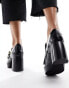 Фото #3 товара AllSaints Zia high shine leather heeled loafer in black