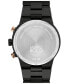 ფოტო #3 პროდუქტის Men's Bold Fusion Swiss Quartz Chronograph Ionic Plated Black Steel Bracelet Watch 44mm