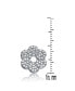 Sterling Silver Cubic Zirconia Round Flower Shape Earrings