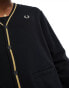 Fred Perry tipped pique texture cardigan in black