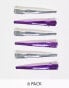 Monki 6 pack hair clips in purple and silver metallic