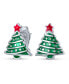 ფოტო #3 პროდუქტის Small Fun Holiday Winter Colors Enamel Santa Claus Christmas Tree Snowman Stud Earrings Set For Women Teens .925 Sterling Silver