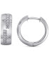 ფოტო #1 პროდუქტის Men's Diamond Cross Small Huggie Hoop Earrings (1/20 ct. t.w.) in Sterling Silver, 0.63"