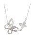 Фото #2 товара Suzy Levian Sterling Silver Cubic Zirconia Mother Daughter Double Butterfly Necklace