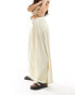 ASOS DESIGN pleated palazzo wide leg trouser with linen in cream