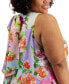 Фото #4 товара Plus Size Floral-Print Sleeveless A-Line Dress