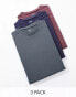 Фото #1 товара ASOS DESIGN 3 pack t-shirt with crew neck in navy, brown and grey