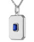 ფოტო #3 პროდუქტის Lab-Created Sapphire (5/8 ct. t.w.) & Diamond (1/10 ct. t.w.) Halo Dog Tag 22" Pendant Necklace in Sterling Silver, Created for Macy's
