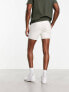 ASOS DESIGN slim shorter length denim cargo shorts with patch in ecru