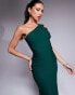 Фото #4 товара Vesper one shoulder thigh split midaxi dress in forest green