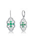 Classic Sterling Silver White Gold Plated with Round Cubic Zirconia Leverback Filigree Earrings
