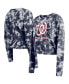 Women's Navy Washington Nationals Tie-Dye Cropped Long Sleeve T-shirt