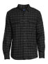 Фото #5 товара George Flannel Shirt Men's 3XL Black Plaid Cotton Stretch Classic Button-Up