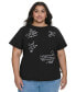 Фото #1 товара Plus Size Embellished Script T-Shirt, Created for Macy's