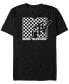 Фото #1 товара MTV Men's Black And White Checkered Logo Short Sleeve T-Shirt