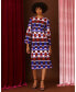 Фото #4 товара Women's Printed Long-Sleeve Midi Dress