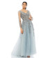 ფოტო #1 პროდუქტის Women's Embellished V Neck Long Sleeve A Line Gown