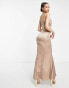 Femme Luxe draped corset maxi dress in taupe