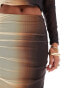 River Island ombre mesh ruched midi skirt co-ord in brown Коричневый, 32 - фото #5