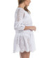 Фото #4 товара Women's Lace Cotton Mini Cover-Up Dress