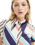 ASOS DESIGN mini shirt dress with ruching detail in cut about multi stripe Gestreifte Patchwork-Einsätze, 32 - фото #4