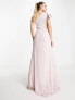 Фото #2 товара TNFC Tall Bridesmaid ruffle shoulder maxi dress in mink pink