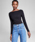 Women's Boat-Neck Double-Layered Long-Sleeve Bodysuit, Created for Macy's