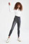 Фото #4 товара Vintage Skinny Yıkamalı Yüksek Bel Jean Pantolon