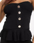 Morgan bandeau knitted peplum hem top in black