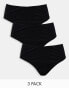 Фото #2 товара ASOS DESIGN 3 pack cotton high waist brazilian in black