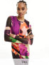 Фото #1 товара Vero Moda Tall long sleeved lettuce edge mesh dress in abstract print