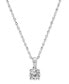 Cubic Zirconia Solitaire 18" Pendant Necklace in 14k White Gold