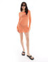 Фото #1 товара Something New X Larissa Marielle Wehr sheer crochet mini dress in sunset orange