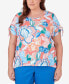 Фото #1 товара Plus Size Neptune Beach Whimsical Floral Top with Side Ties