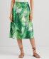Women's Palm Frond-Print Charmeuse Midi Skirt