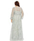 ფოტო #6 პროდუქტის Plus Size V Neck Puff Sleeve Embroidered A Line Gown