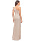 ფოტო #2 პროდუქტის Women's Metallic Rosette One-Shoulder Gown