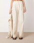 ASOS EDITION pleat front wide leg trouser co-ord in stone Серый, 38 - фото #5