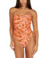 Фото #1 товара Juniors' Blocked Out Printed Ruched One-Piece Swimsuit